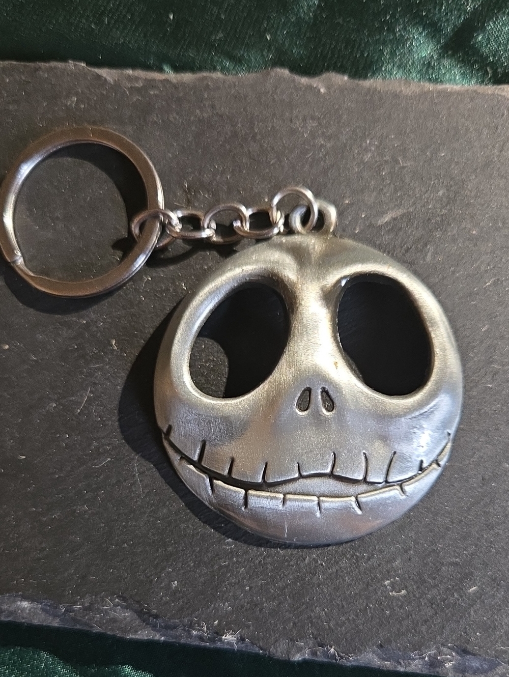 Disney Licensed Jack Skellington Face Keychain - Silver Skull Design, NWOT
